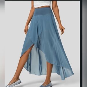 Halara high waisted high low ruffle side pocket mesh skirt